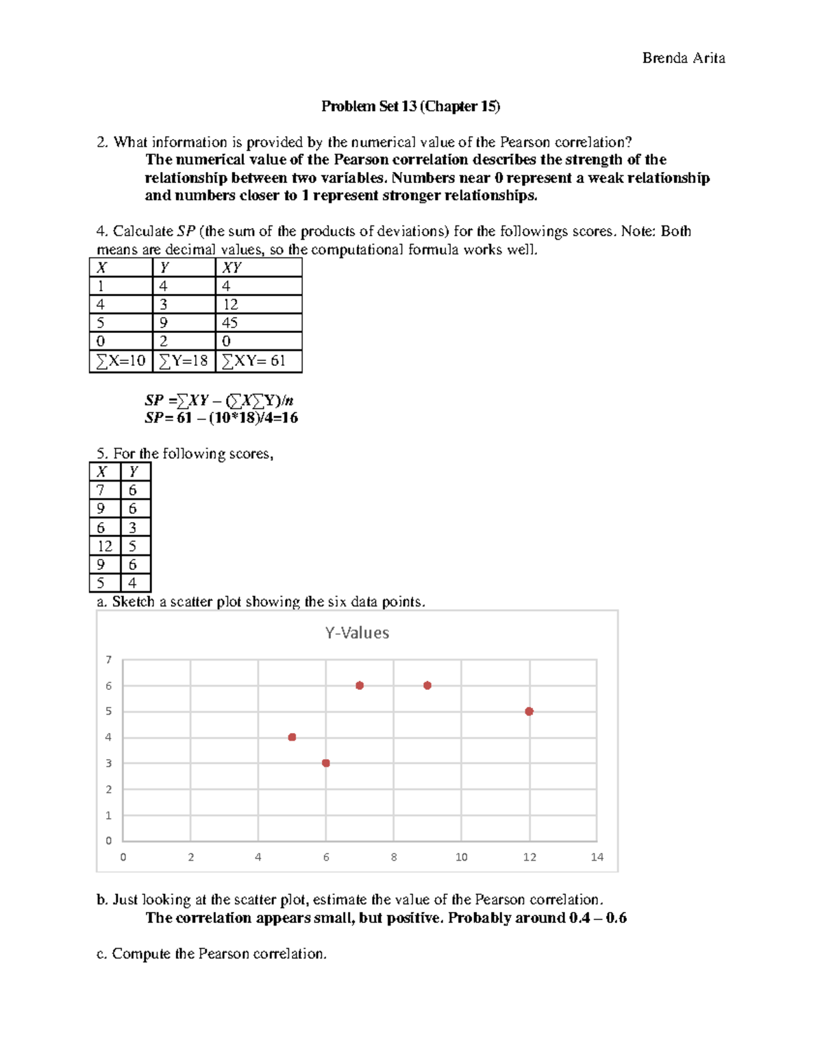 Problem Set 13 - Pearson Correlation and Statistical Analysis (Ch. 15 ...