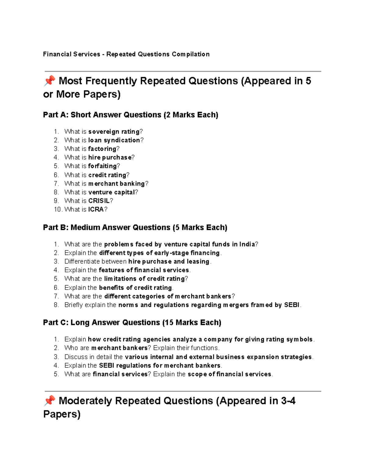 Financial Services - FAQs Compilation and Study Guide (QM-2023) - Studocu