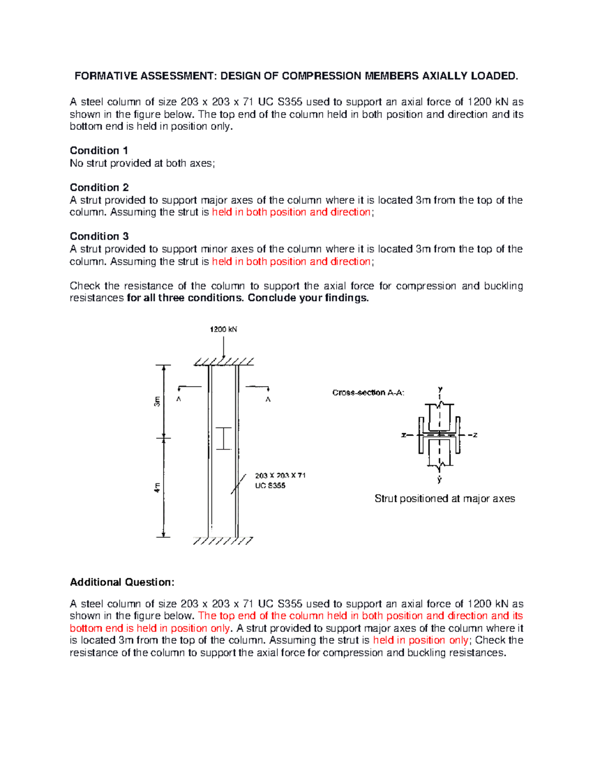 Formative Assessment on Compression Members - Axial Load Analysis - Studocu