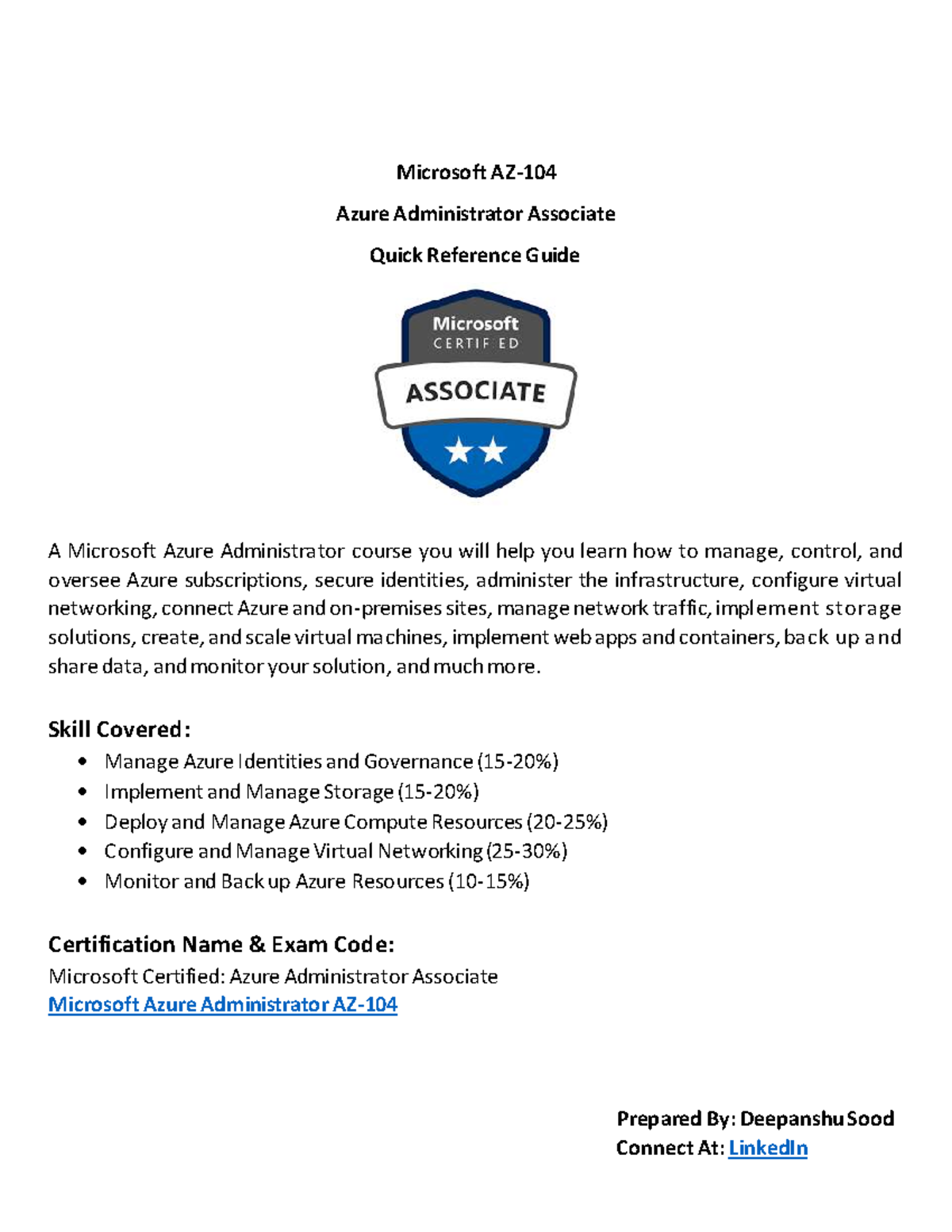 Azure Basics - Microsoft AZ- 104 Azure Administrator Associate Quick ...