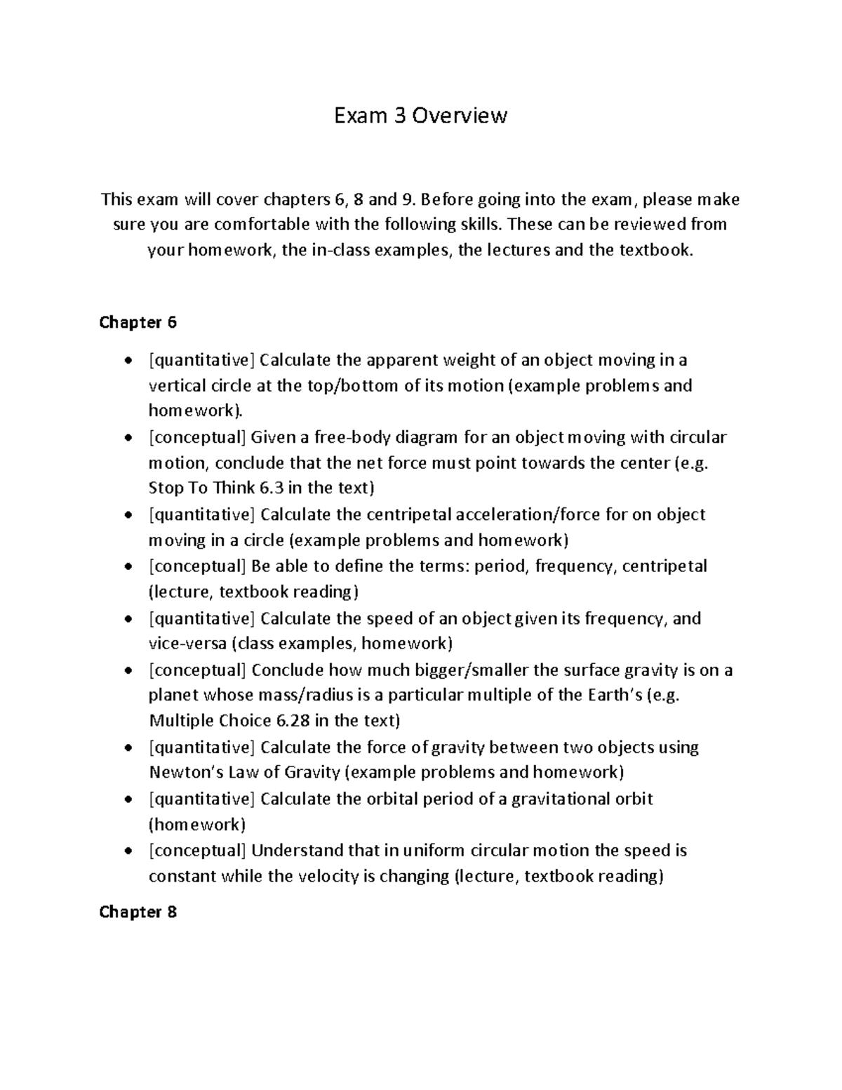 Physics Exam 3 Review: Key Concepts from Chapters 6, 8 & 9 - Studocu