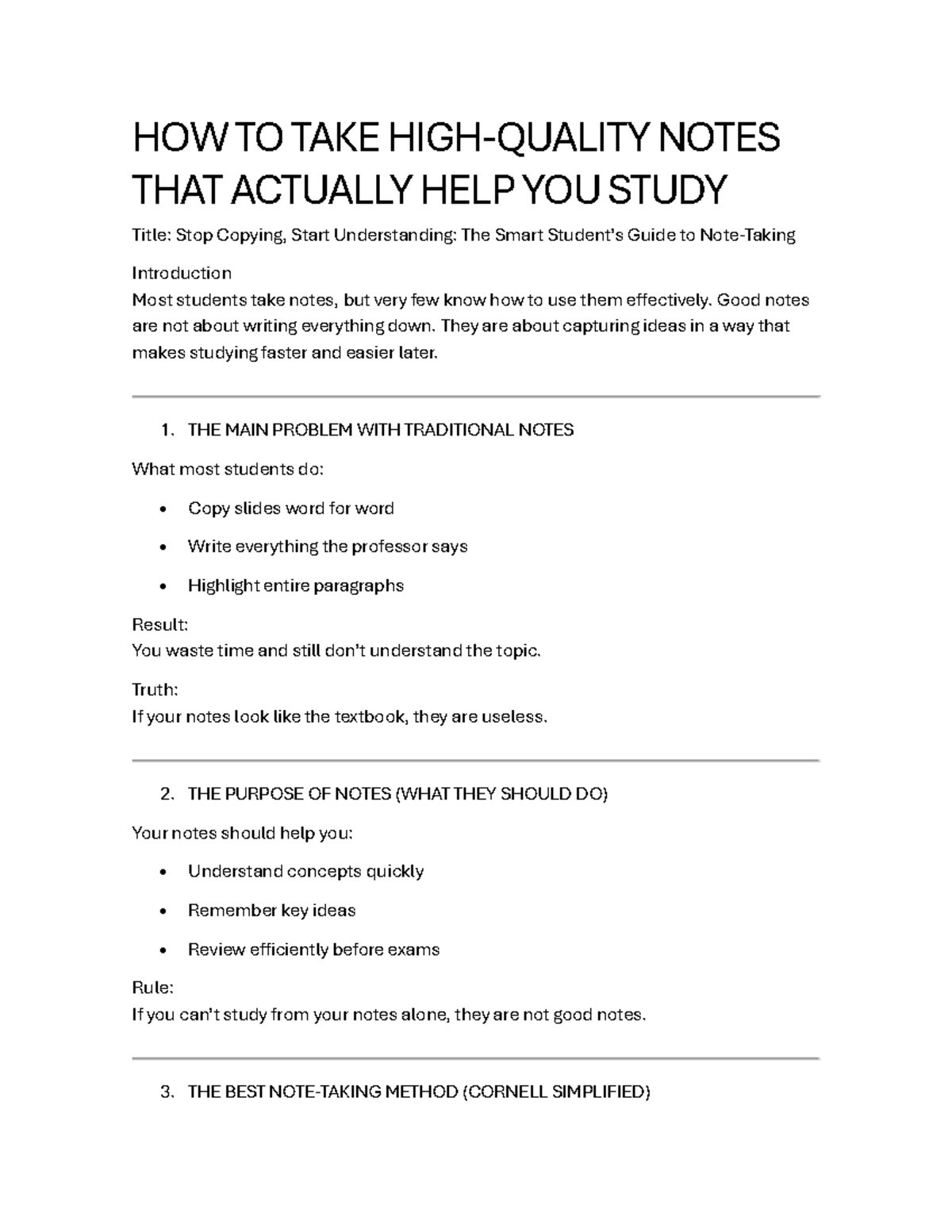 Effective Note-Taking Strategies for Study Success: A Guide - Studocu