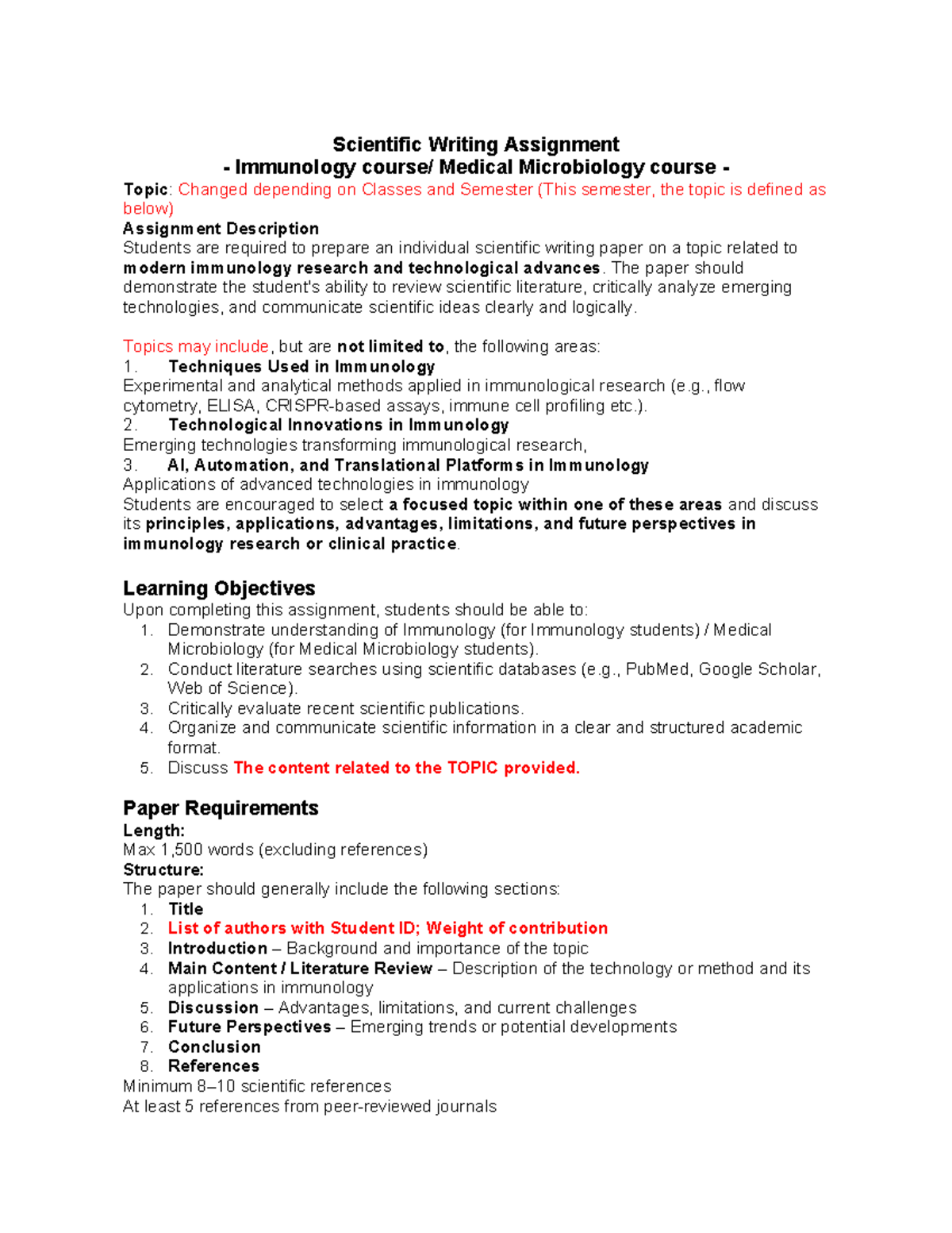 IM-MM Scientific Writing Assignment: Modern Immunology Research - Studocu