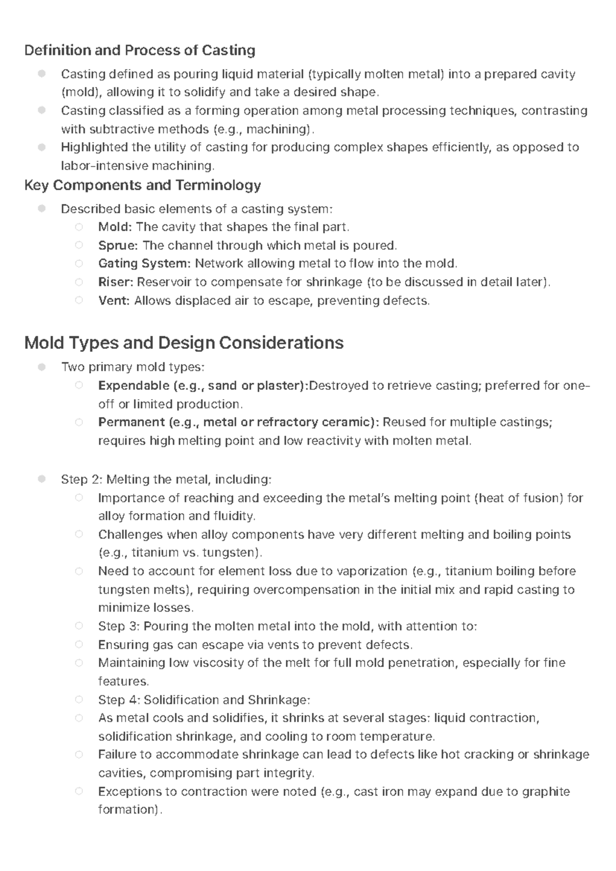 Casting Process and Definition: Key Components and Considerations - Studocu
