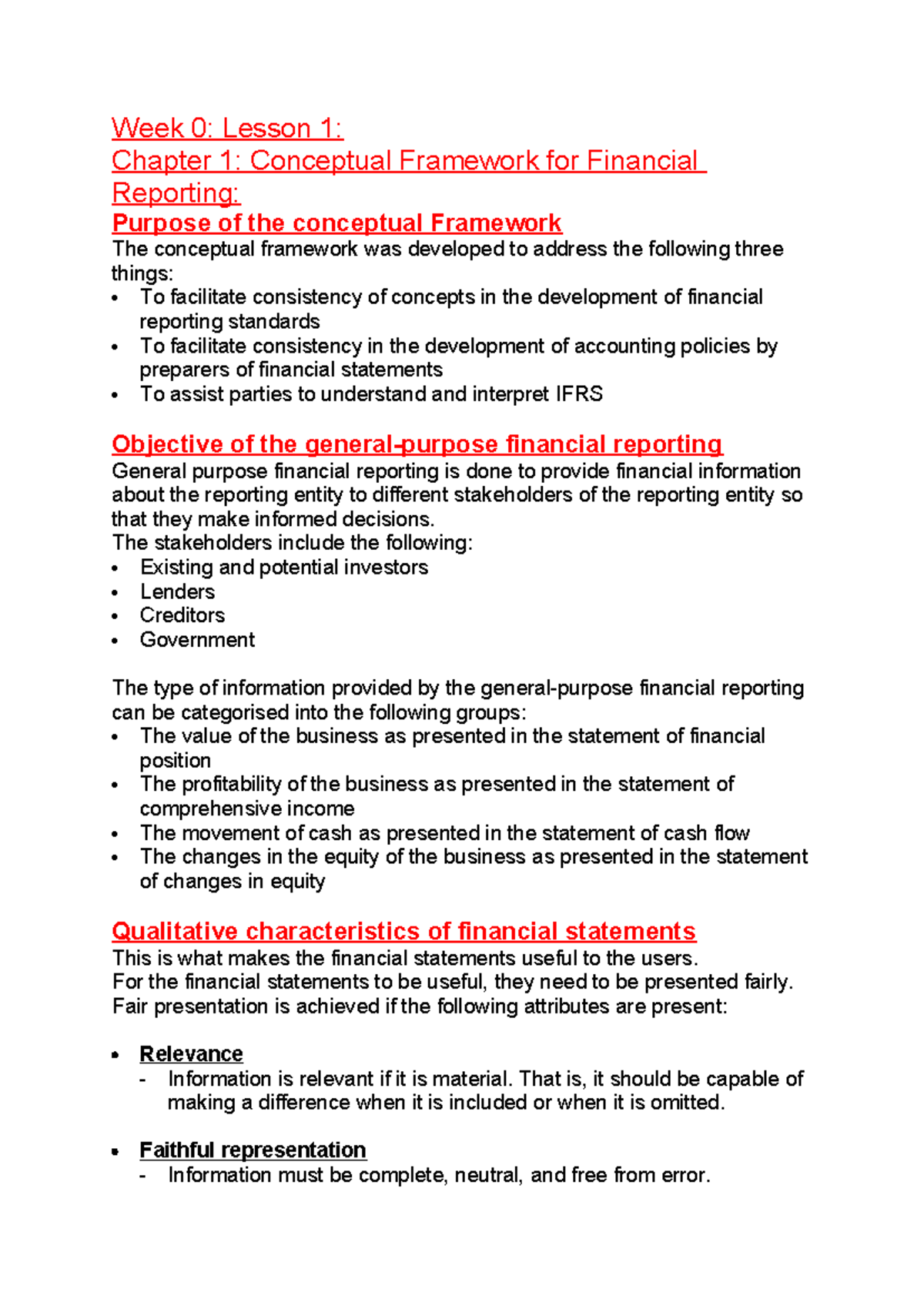 Accounting 1B: Comprehensive Notes on Financial Reporting and ...