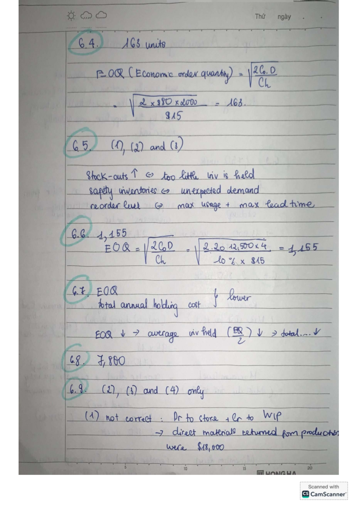 Ch 2: Economic Order Quantity (EOQ) Analysis - C6,7 F2 2 Notes - Studocu