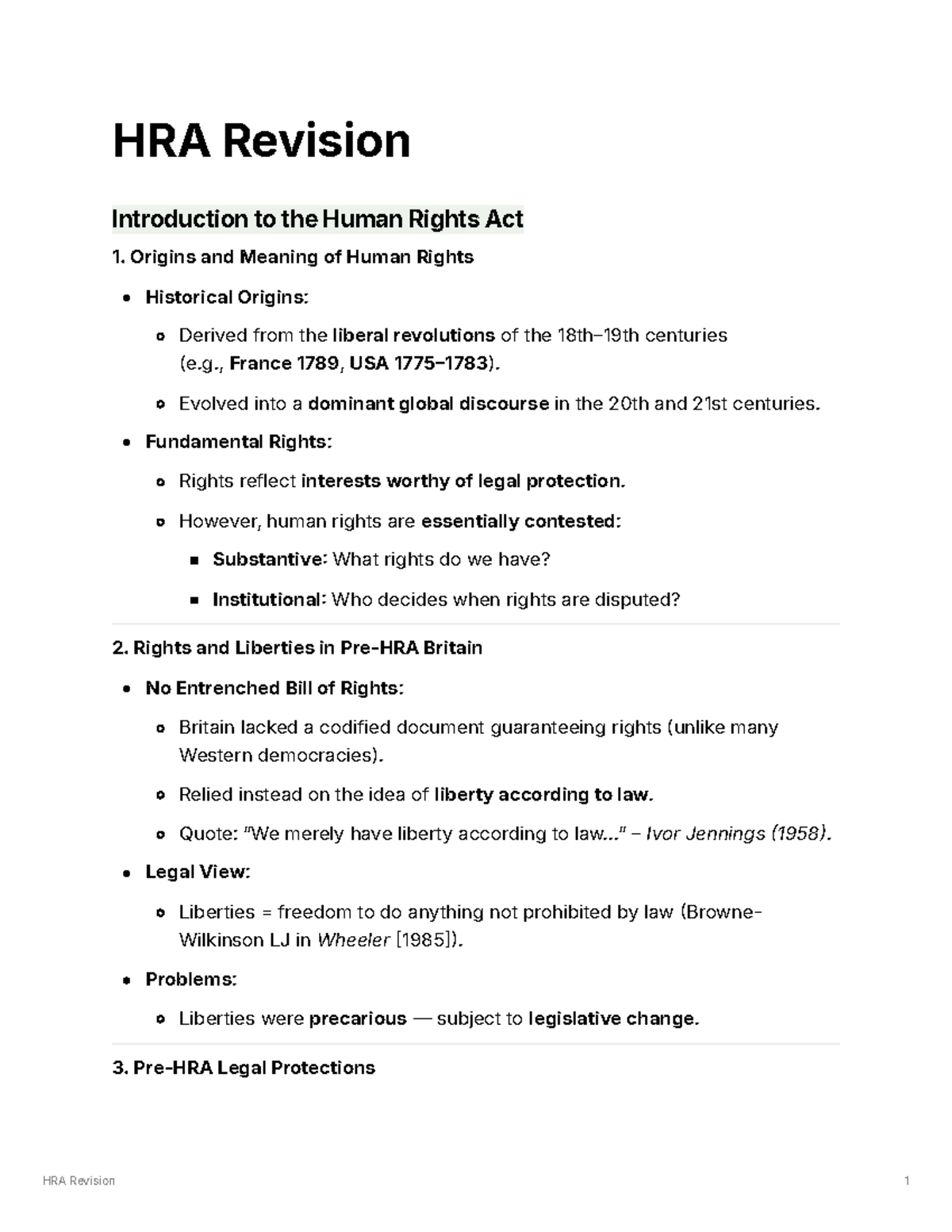Human Rights Act 1999 Revision - HRA Revision Introduction to the Human ...