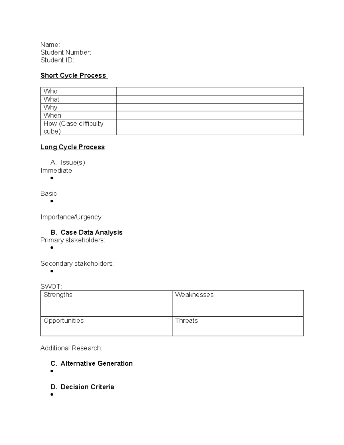 Case Study Template - Kinesiology 3399F/G - Name: Student Number ...