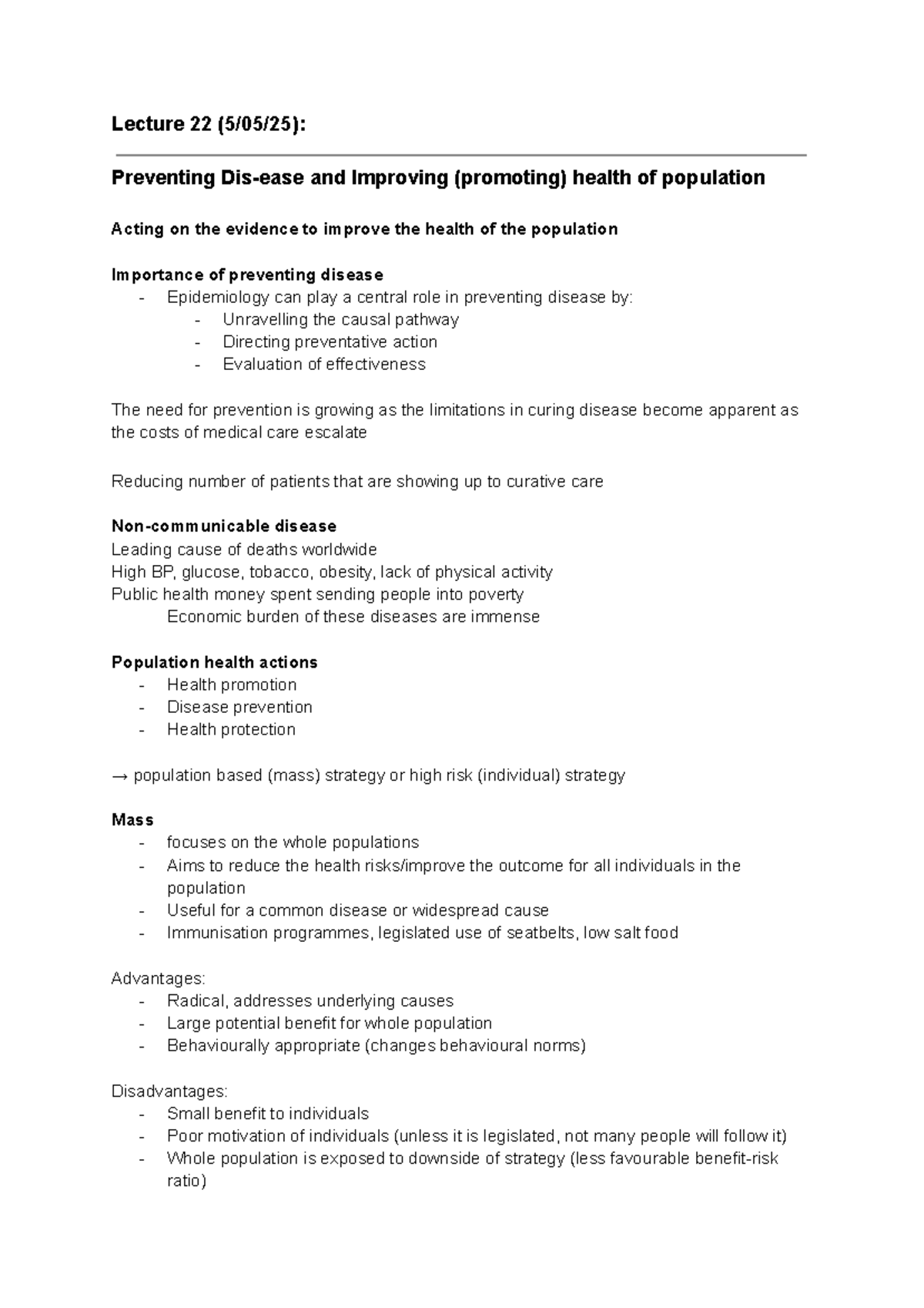 Pophlth 111 Notes: Health Promotion and Disease Prevention Strategies ...