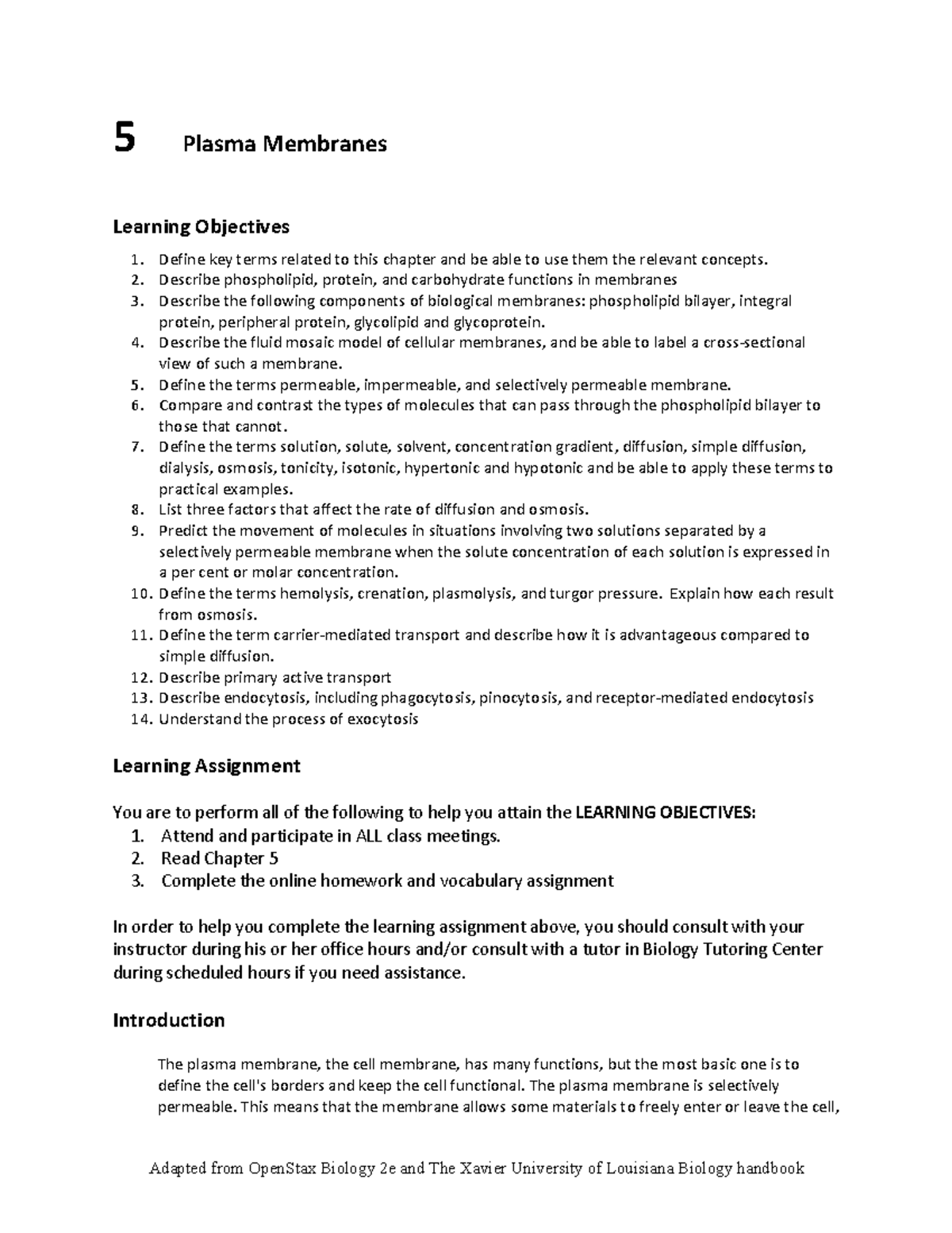 Biology Study Guide: Plasma Membrane & Transport Mechanisms (BIO 101 ...