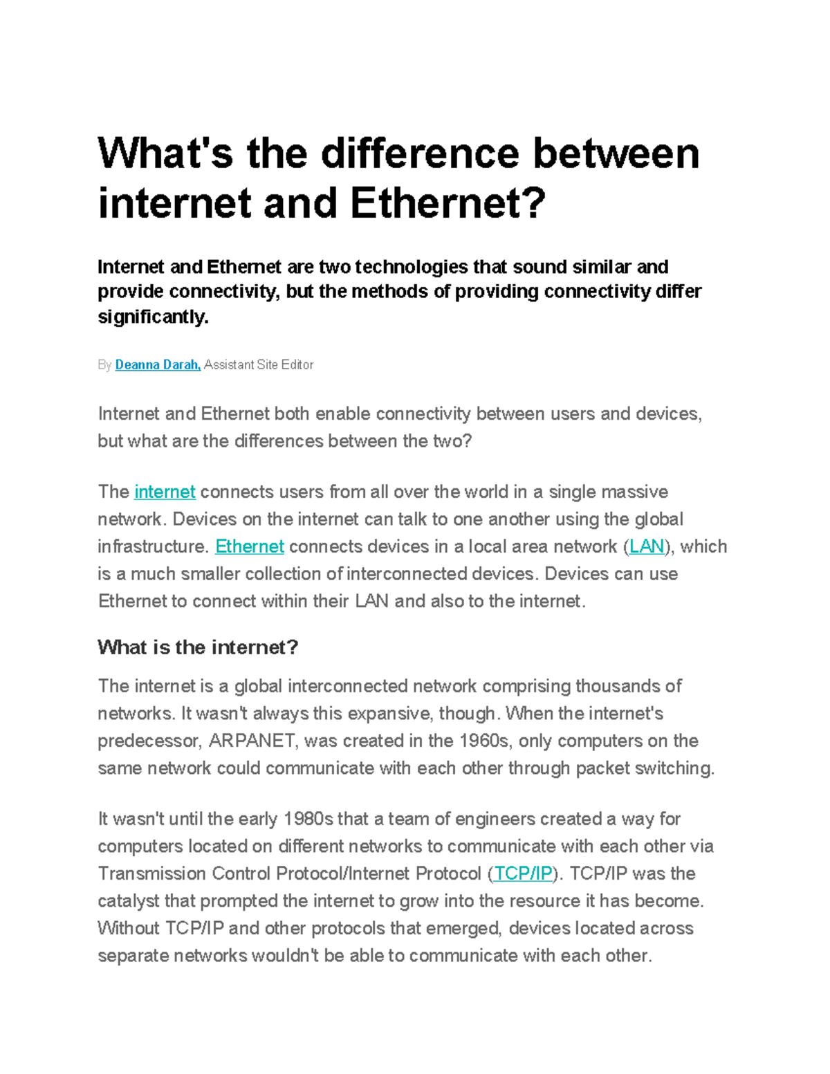 Understanding Internet vs. Ethernet Connectivity: A Comparative ...