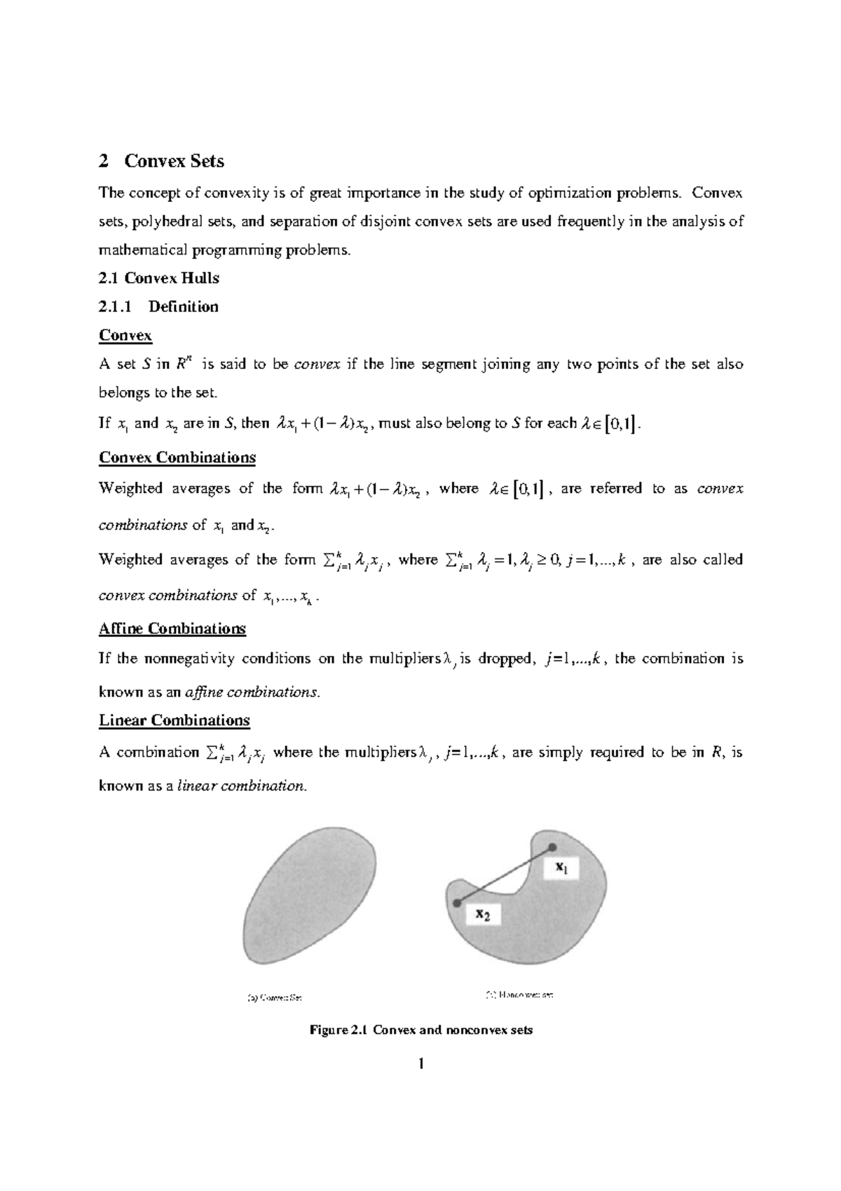 Lecture 2 Convex sets - in class - 2 Convex Sets The concept of ...