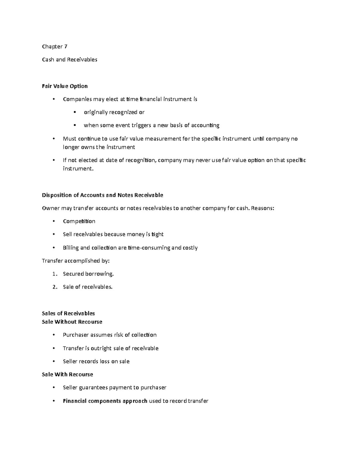 Chapter 7 Lecture Notes 6: Cash and Receivables Overview - Studocu