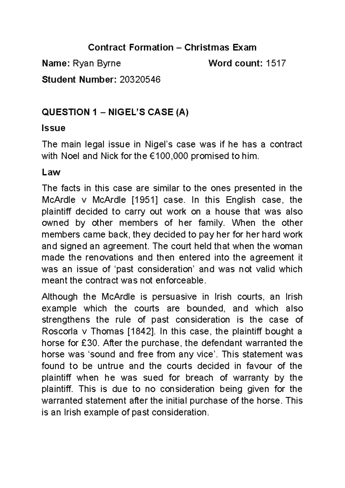 Contract Law Final Exam Review: Key Cases & Legal Principles - Studocu