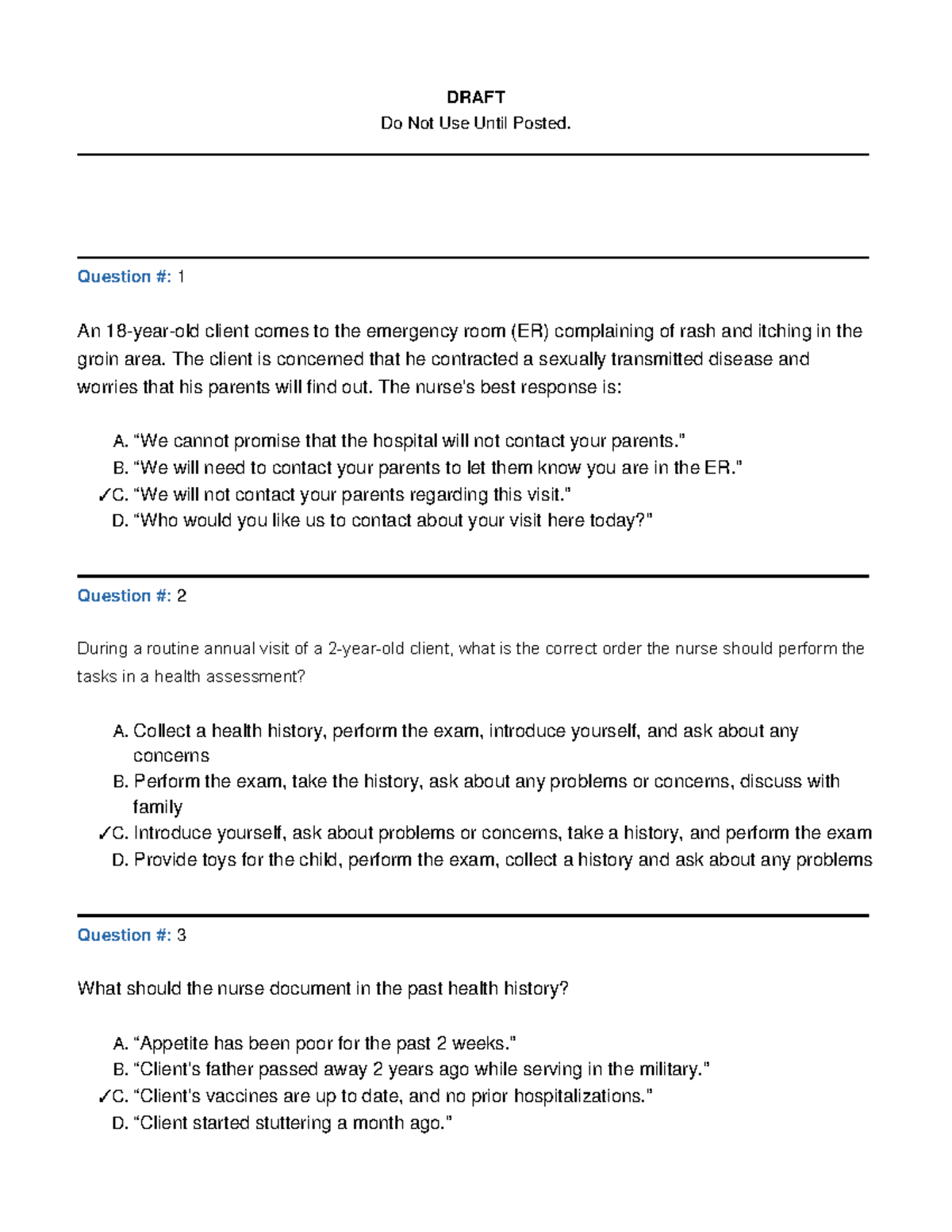 NUR 101 Study Tool: Pediatric Nursing Exam Preparation - Studocu