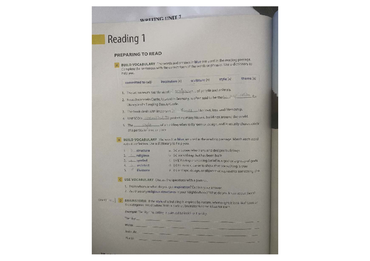 ENG 101 Unit 7 Vocabulary and Reading Comprehension Activities - Studocu