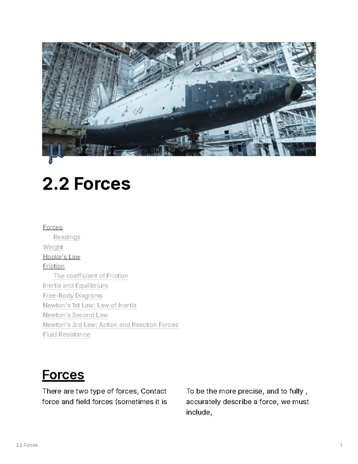 Forces - Topic 2.2 Lecture Notes on Mechanics and Dynamics - Studocu