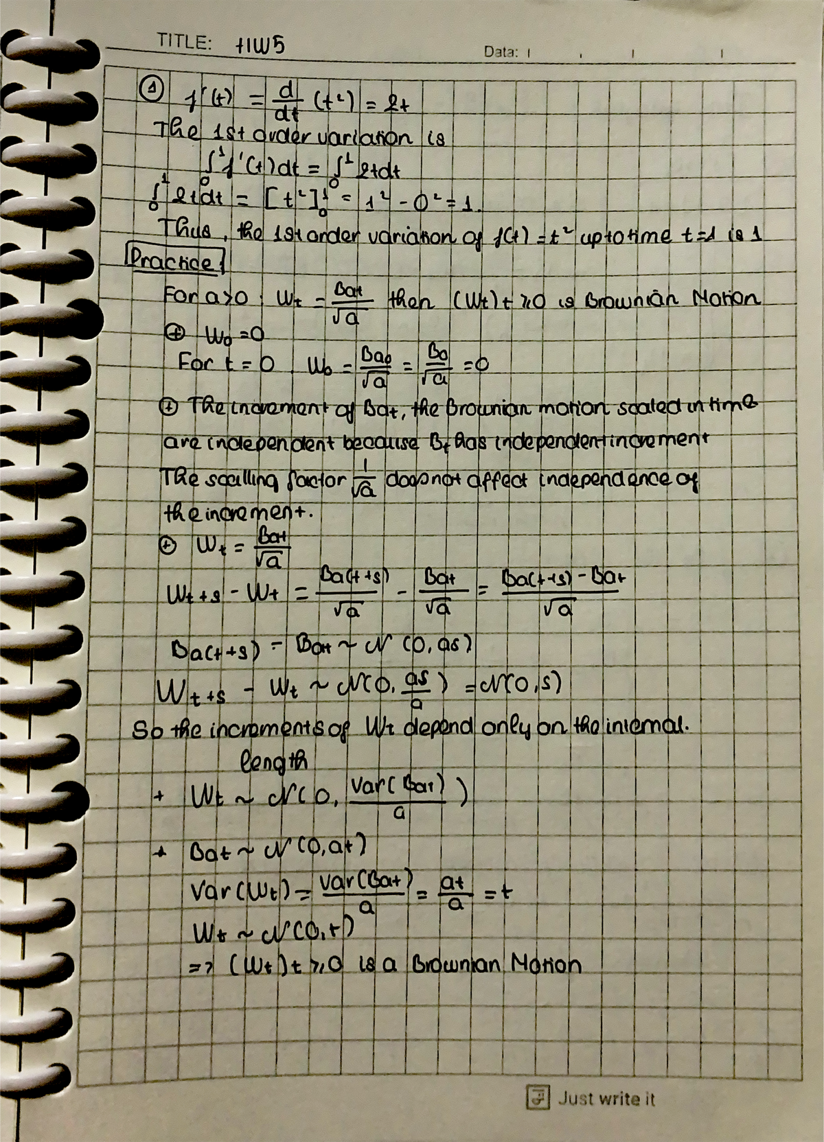 MATH 101: Notes on Brownian Motion and Itô Integral Concepts - Studocu