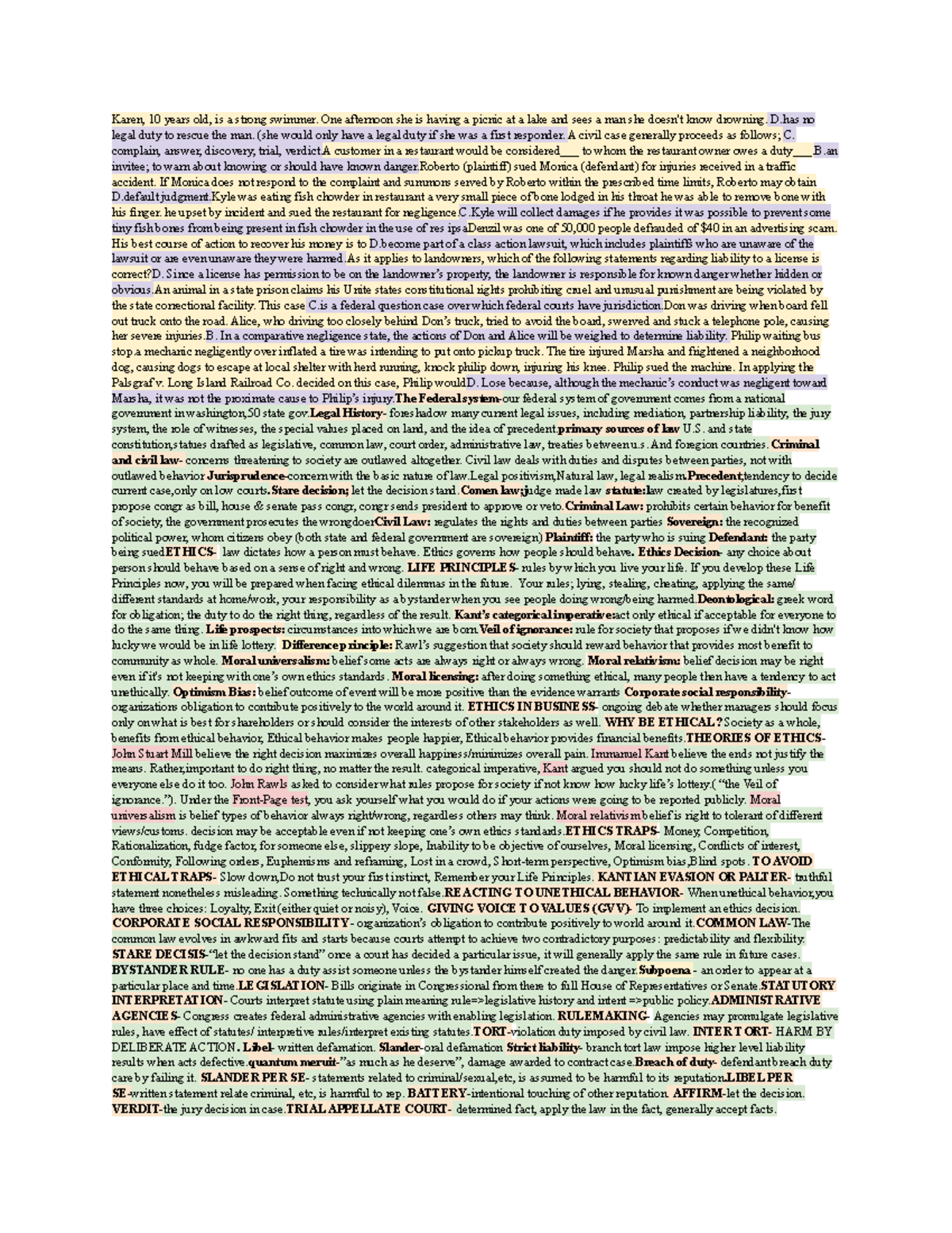 BLAW Final Exam Cheatsheet: Key Legal Concepts and Cases - Studocu