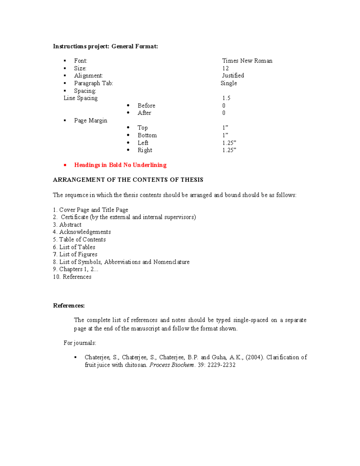 Thesis Format Guidelines for BSC in Food Science and Technology - Studocu