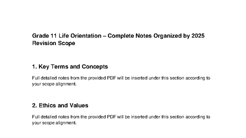 Grade 11 LO Complete Notes for 2025 Revision Scope - Studocu