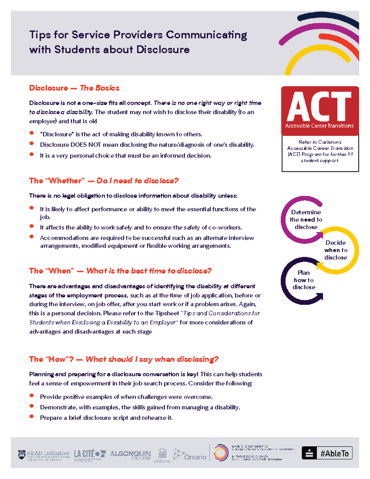 Tips for Service Providers: Communicating Disability Disclosure - Studocu
