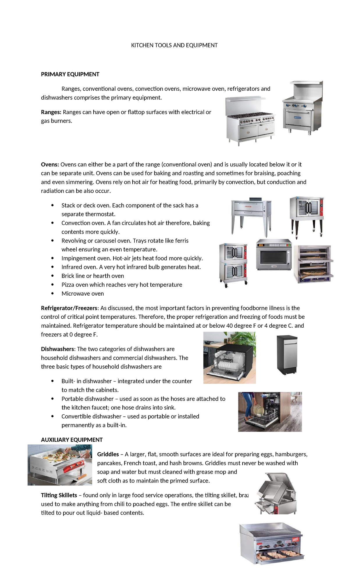 Kitchen Tools & Equipment Overview for Culinary Studies (CUL101) - Studocu