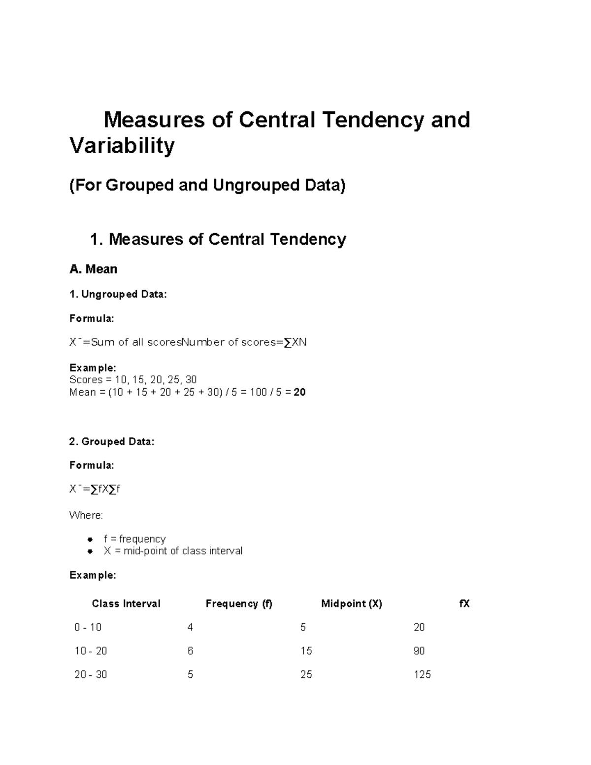 Measures of Central Tendency & Variability: Formulas for Data Analysis ...