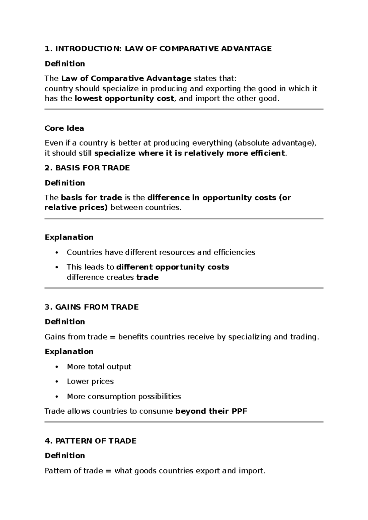 Chapter 2 Explained: Law of Comparative Advantage Notes - Studocu