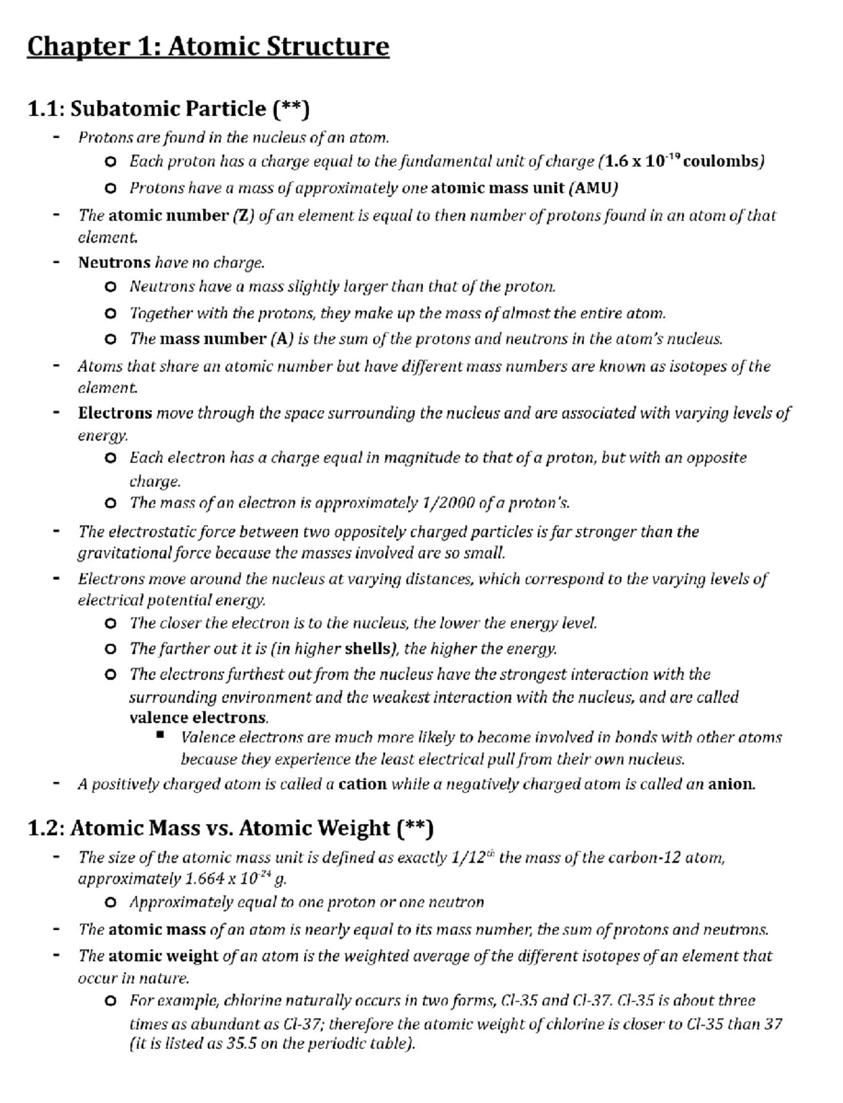 CHM101: Chapter 1 - Atomic Structure and Subatomic Particles Overview ...
