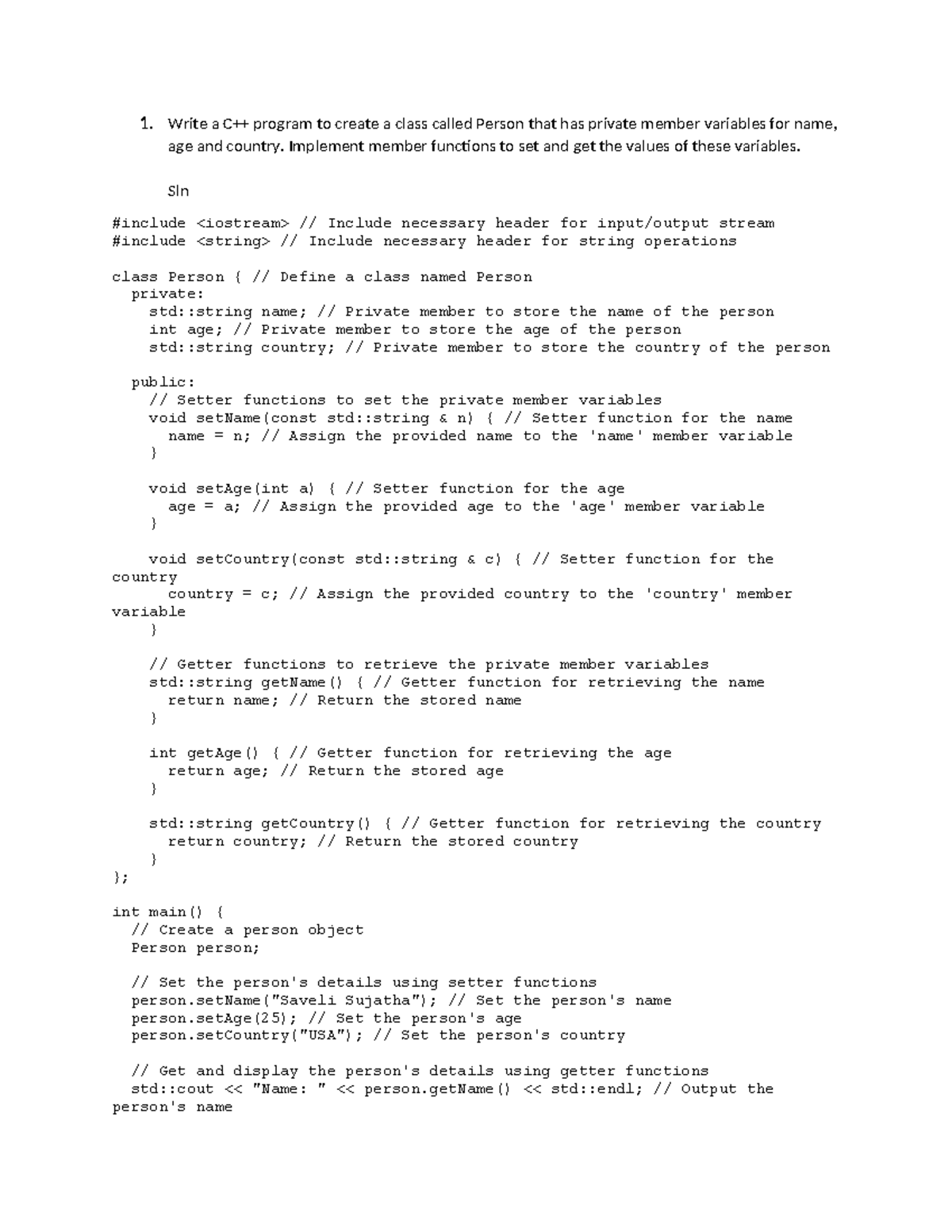 C++ Class Implementation Notes and Examples for Course C101 - Studocu