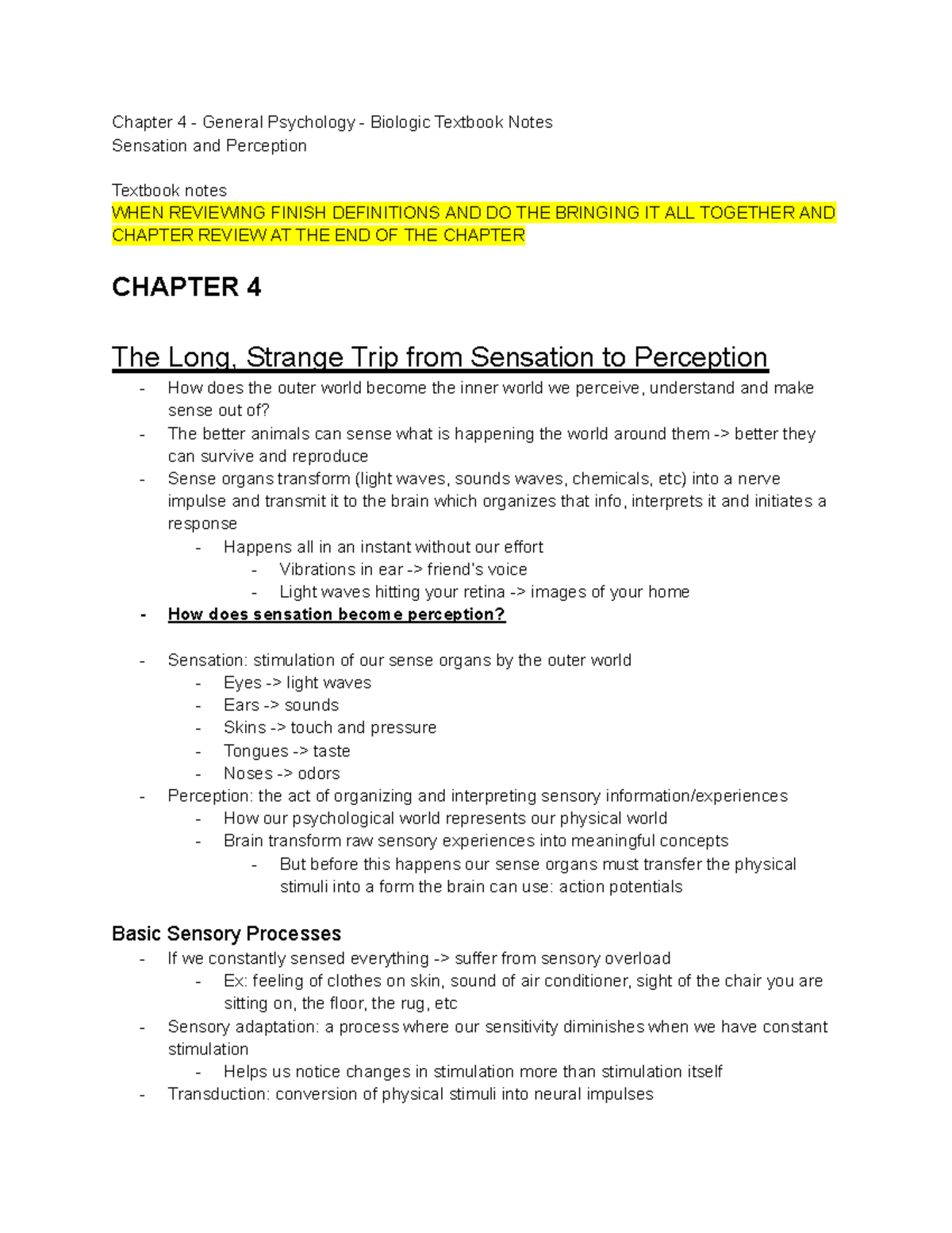Chapter 4 - General Psychology (PSY 101): Sensation & Perception Notes ...