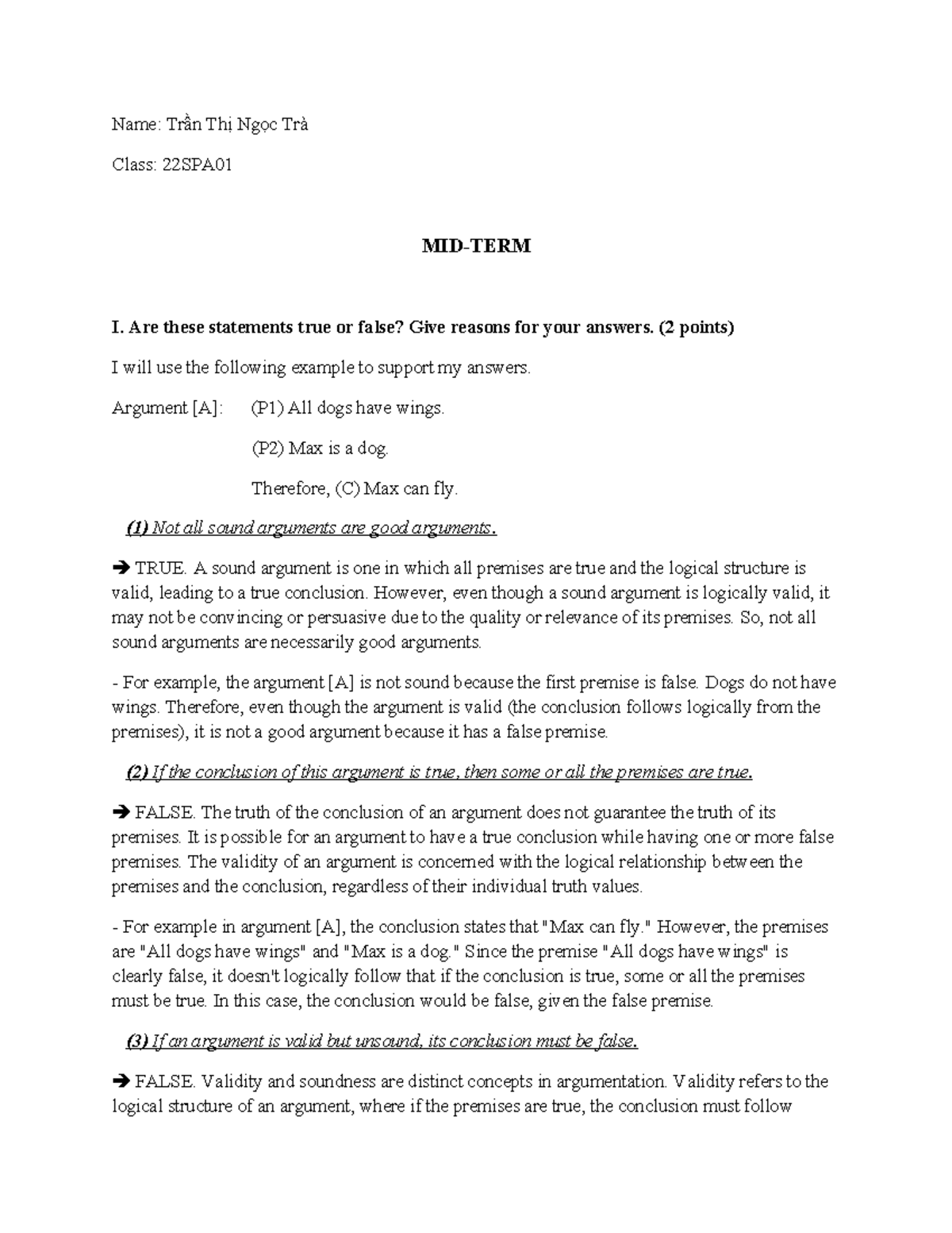 22SPA - Midterm Exam Notes on Critical Thinking - Studocu