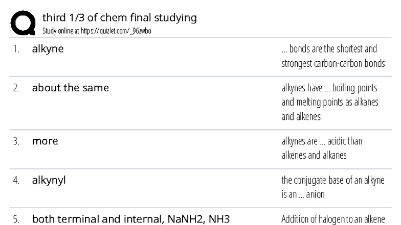 Chem 101 Final Exam Study Notes: Part 3/3 - Studocu