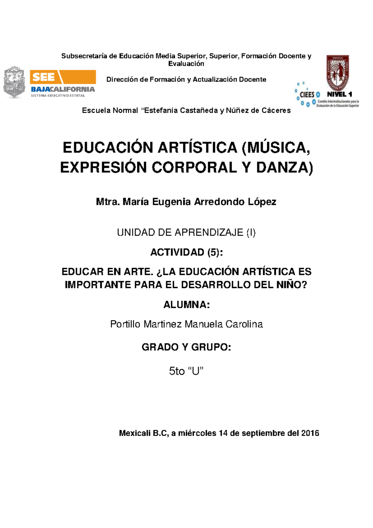 Ensayo Sobre La Importancia De La Educac Nivel Subsecretar A De