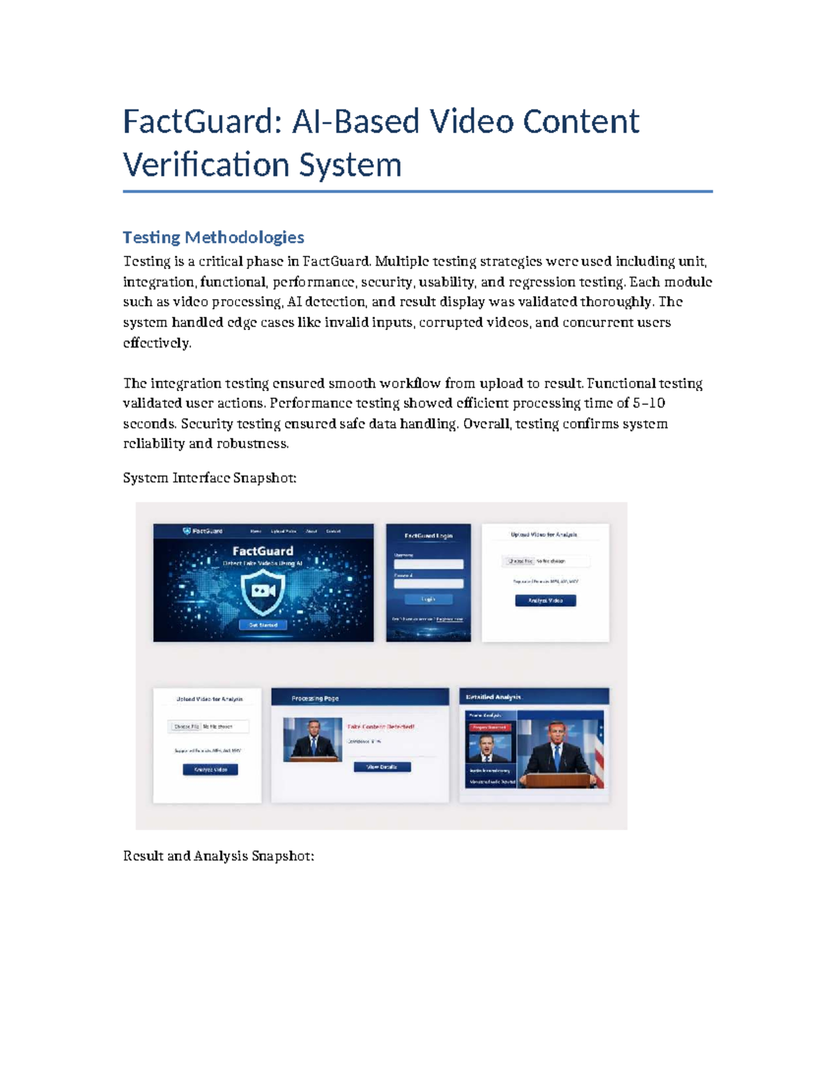 FactGuard: Video Content Verification System Testing Report - Studocu