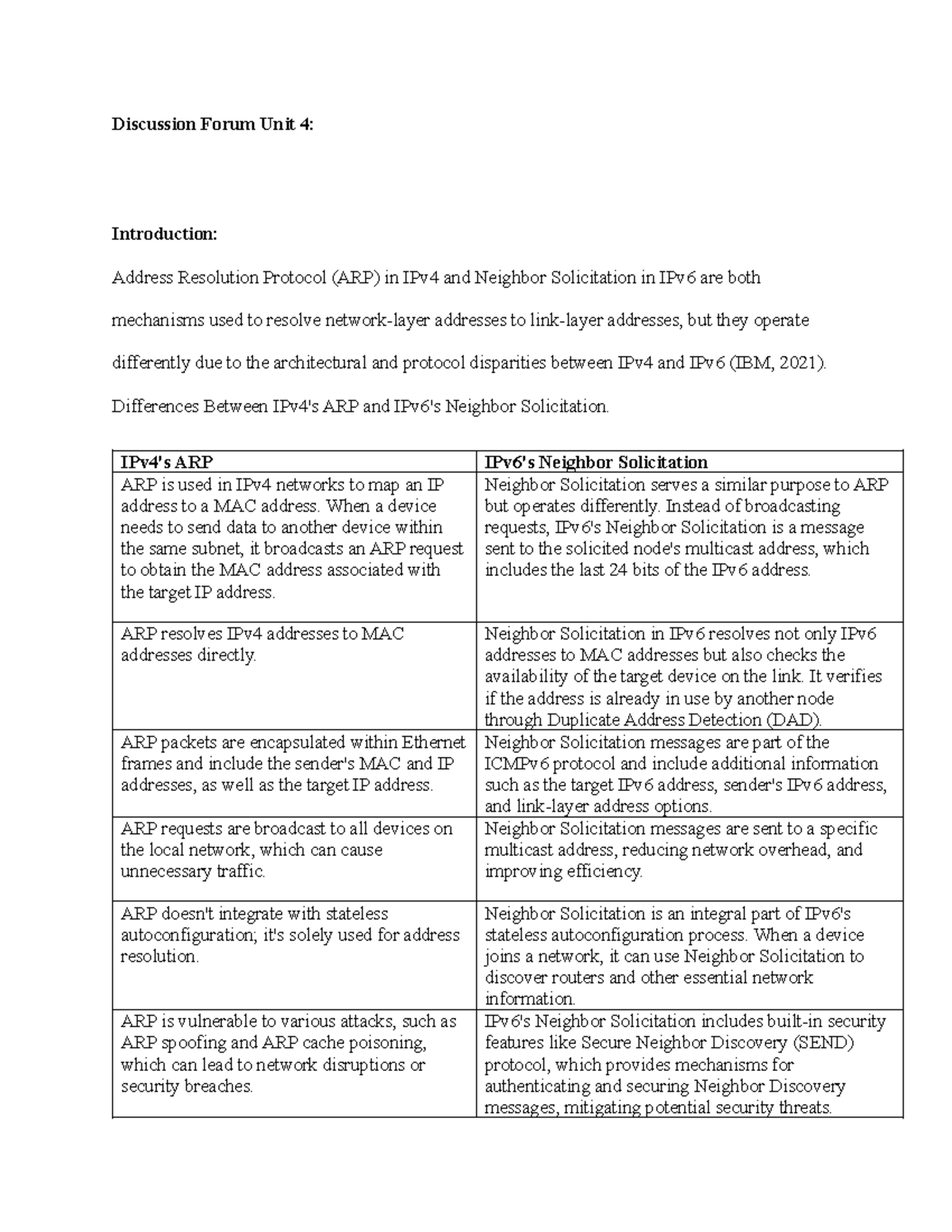 DF Unit 4: ARP vs. Neighbor Solicitation in IPv4 & IPv6 - Studocu