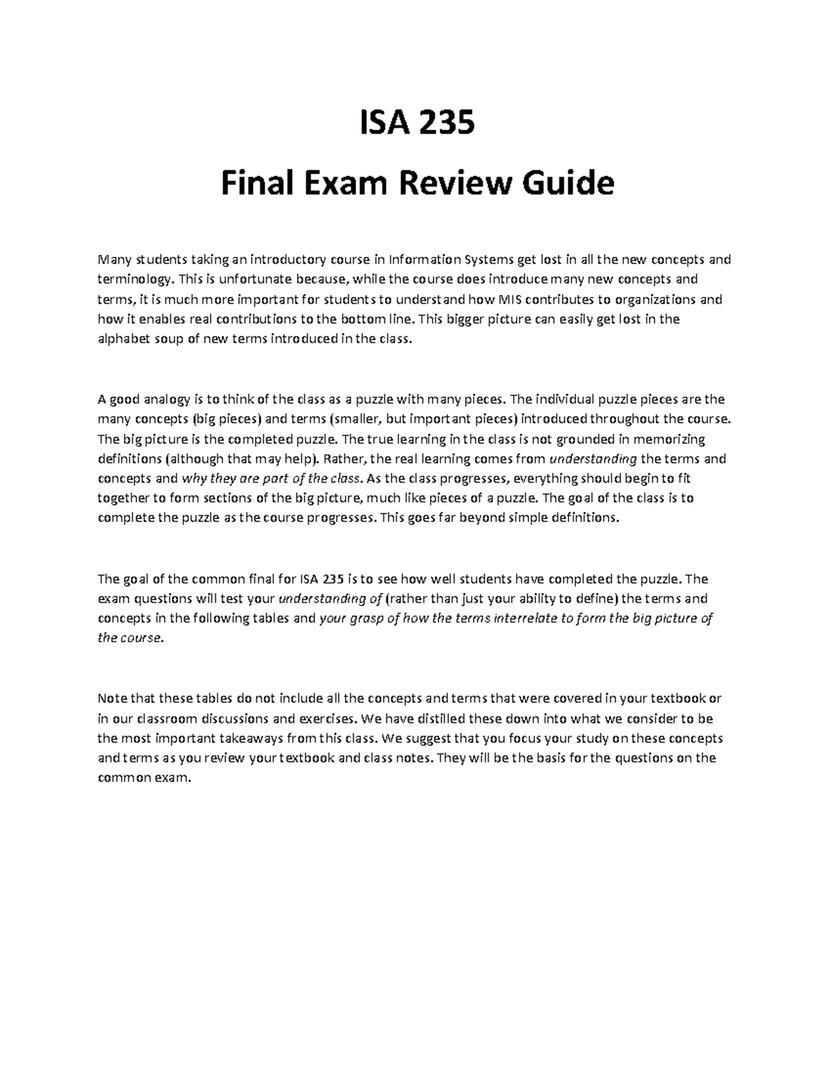 ISA 235 Exam 1 Sample Short Answer & MCQ Review Questions - ISA 235 ...