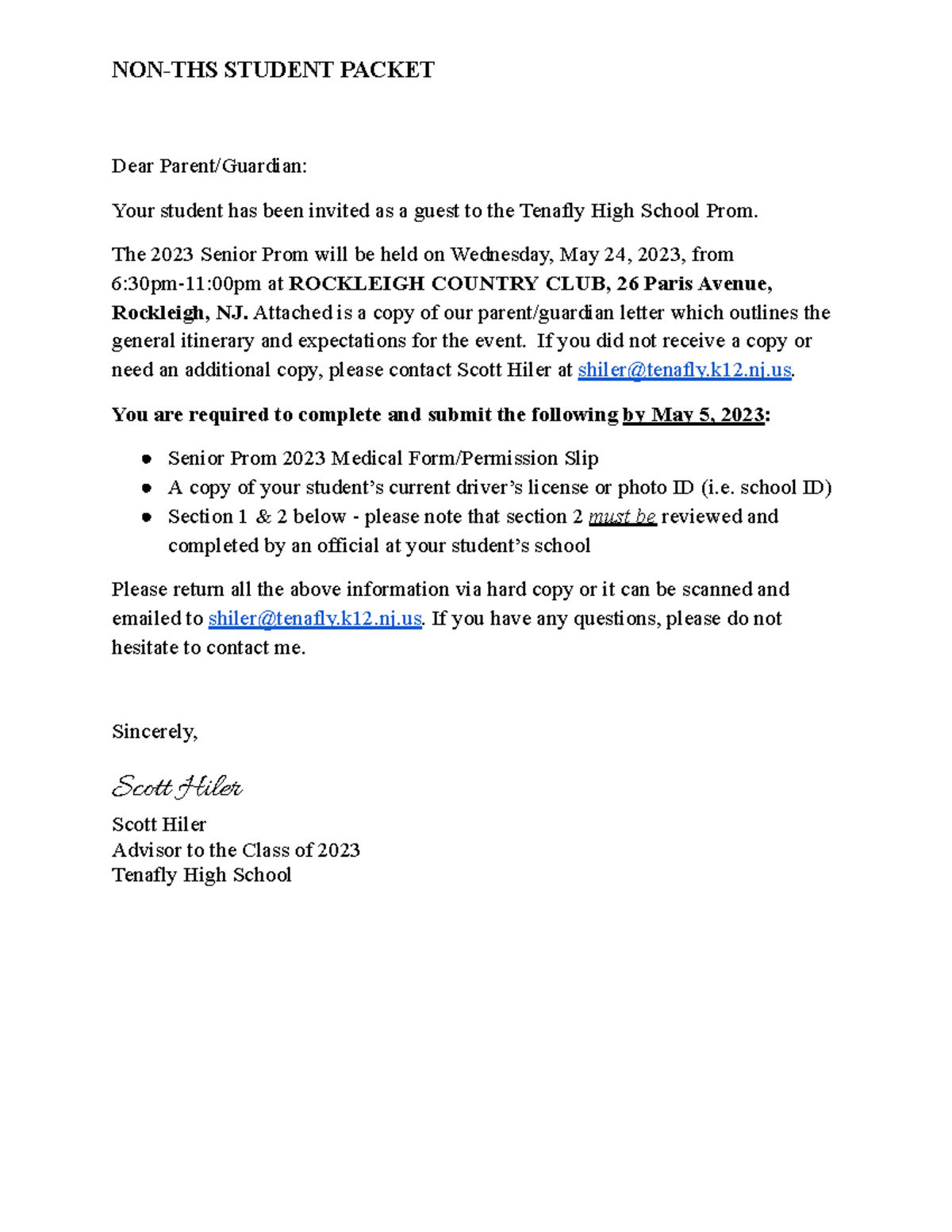 2023 THS Non-Student Guest Prom Packet and Guidelines - Studocu