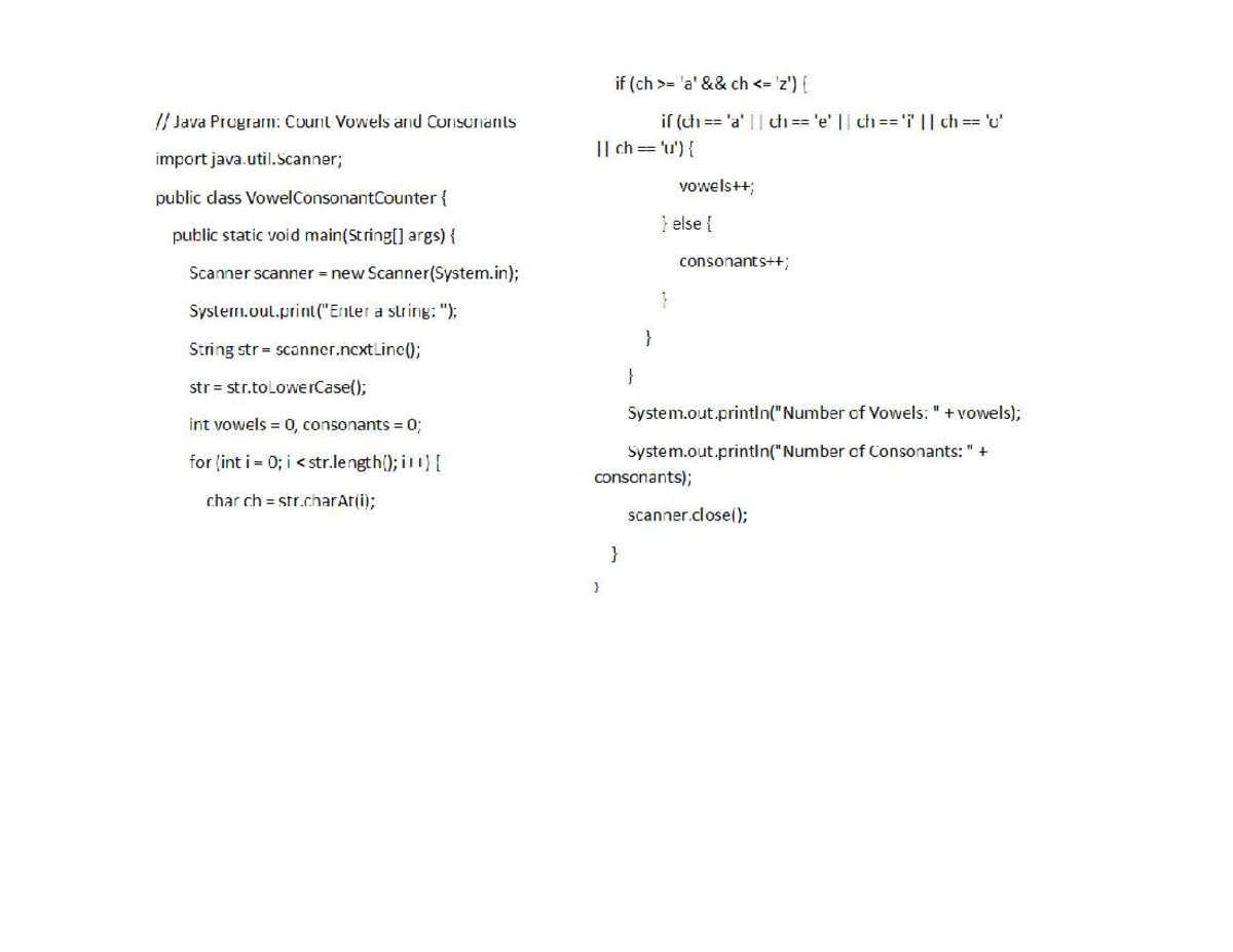 Vowels and Consonents - Program - bsc robotics and ai - Java Program ...