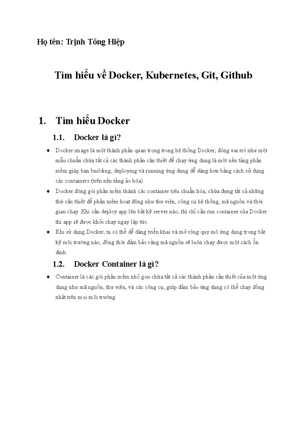 Tìm hiểu Docker, Kubernetes, Git và Github cho môn CNTT302 - Studocu