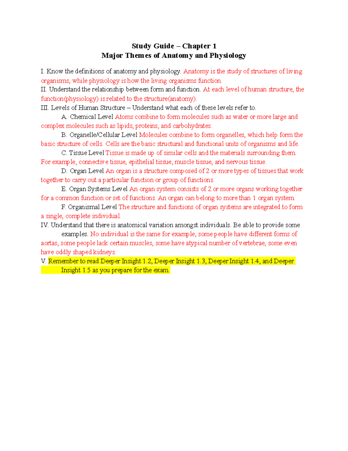 Anatomy 101: Chapter 1 Study Guide on Form and Function - Studocu