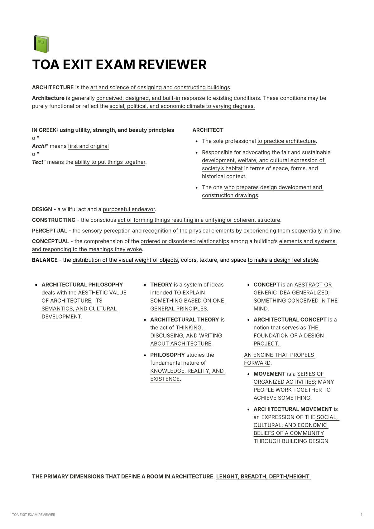 TOAX - TOA Final Exam Architecture Reviewer - Studocu