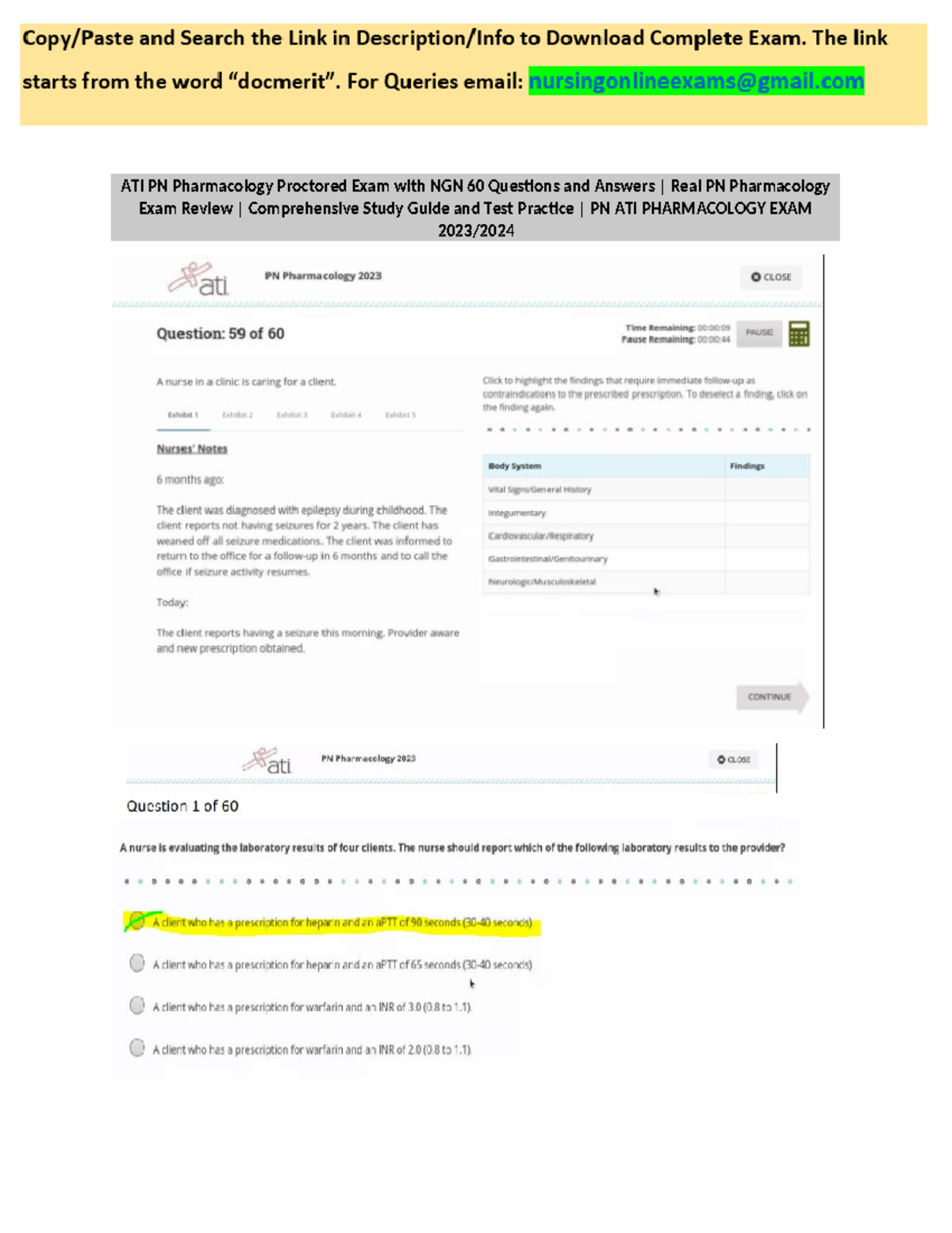 PN ATI Pharmacology Proctored Exam Guide 2023-2024 60 NGN Questions ...
