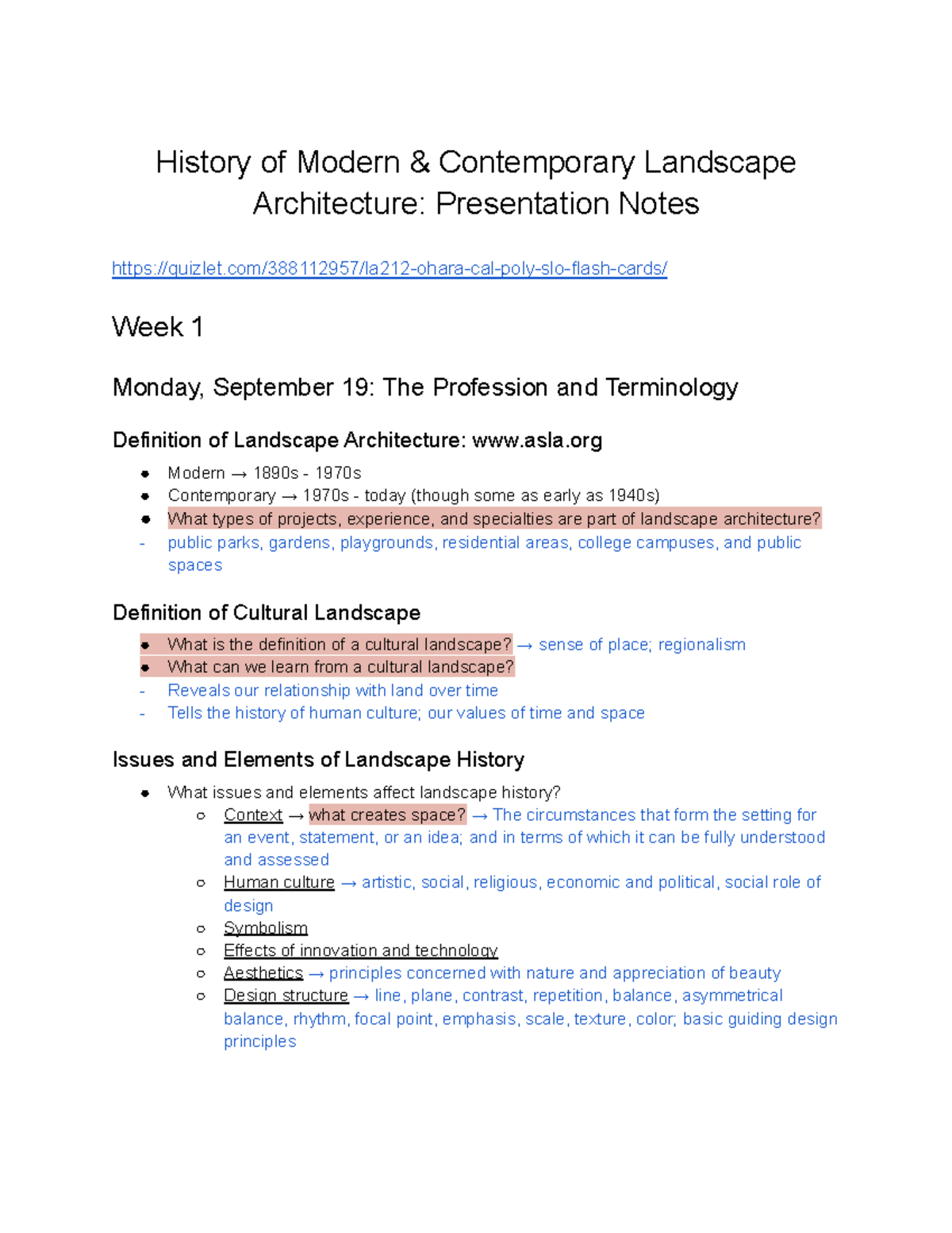 LA212: Modern & Contemporary Landscape Architecture Presentation Notes ...
