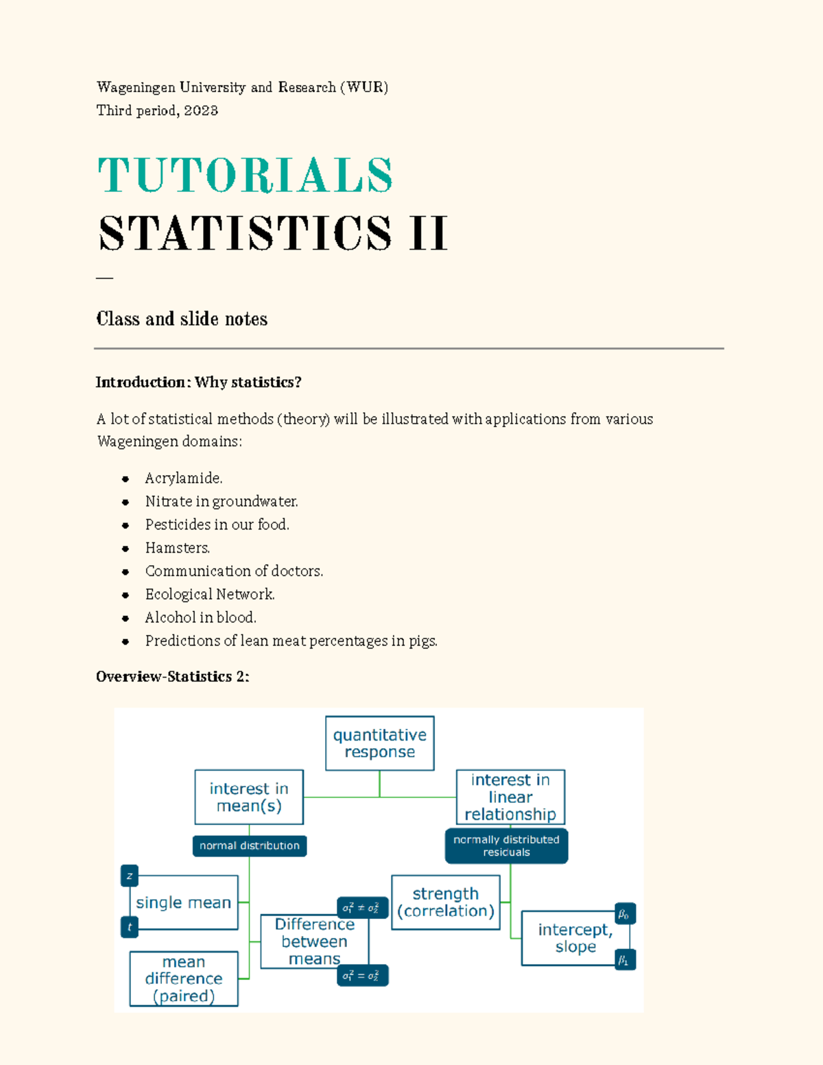 Statistics 2: Comprehensive Tutorials and Notes for 2023 - Studeersnel