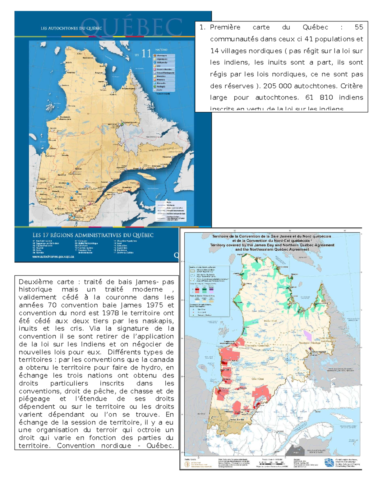Les cartes des droits autochtones au Québec : Analyse et Traités - Studocu