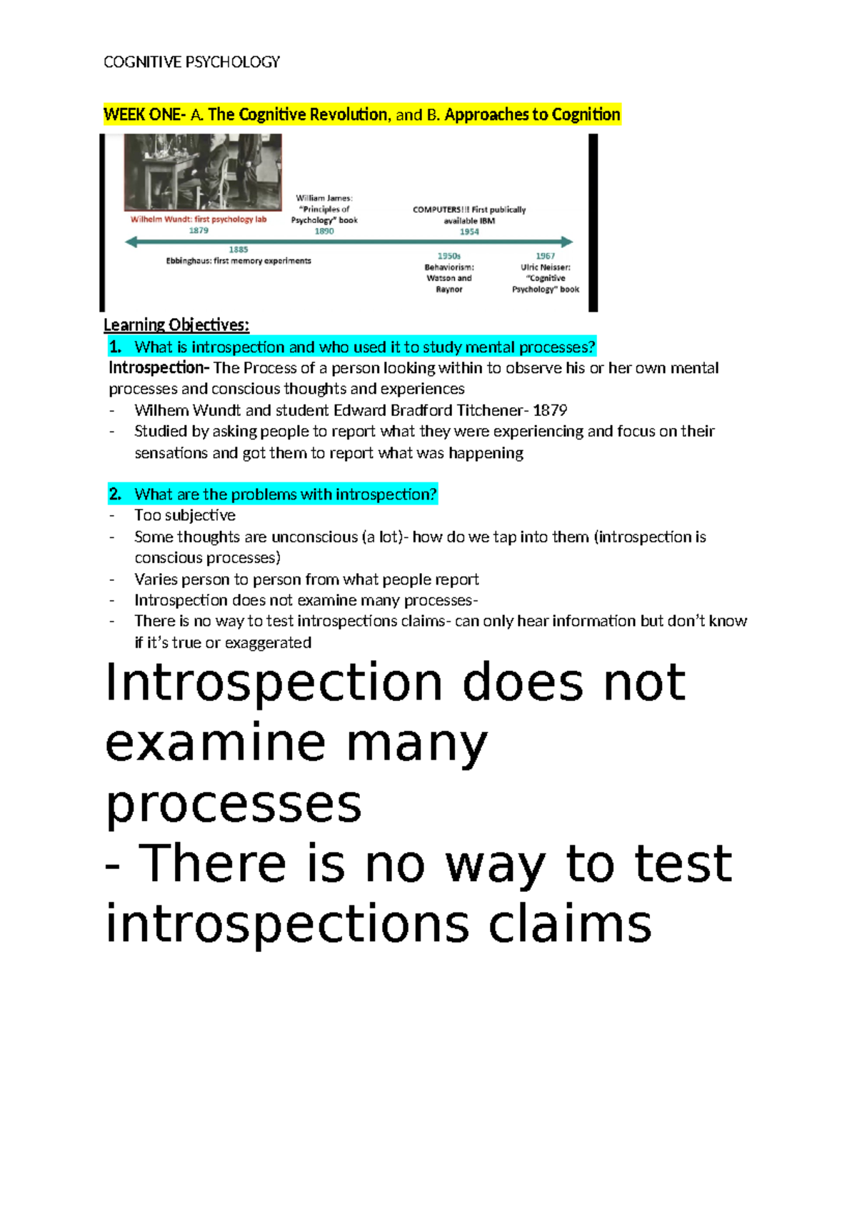 Cognitive Psychology - Week 1 & 2 Notes (Cognitive Revolution ...