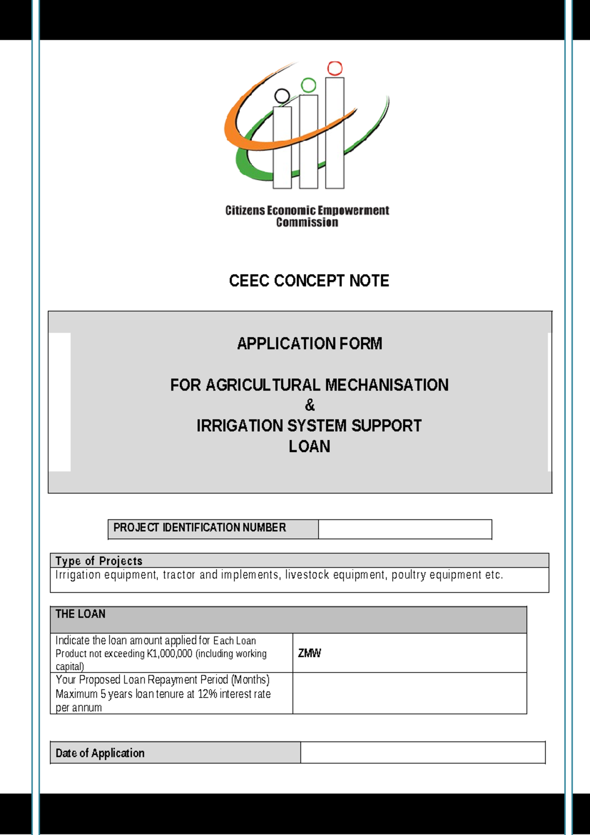 CEEC Application Form for Agri Mechanisation & Irrigation Support - Studocu