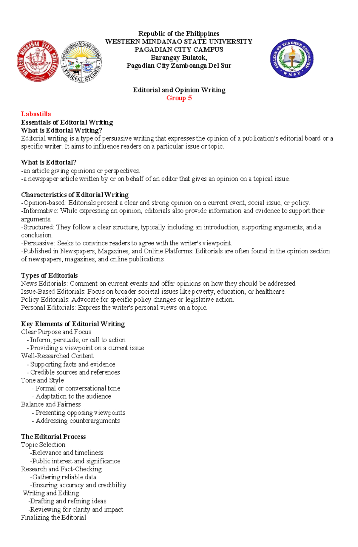 Essentials of Editorial Writing: A Guide for Campus Journalism (ENG 101 ...